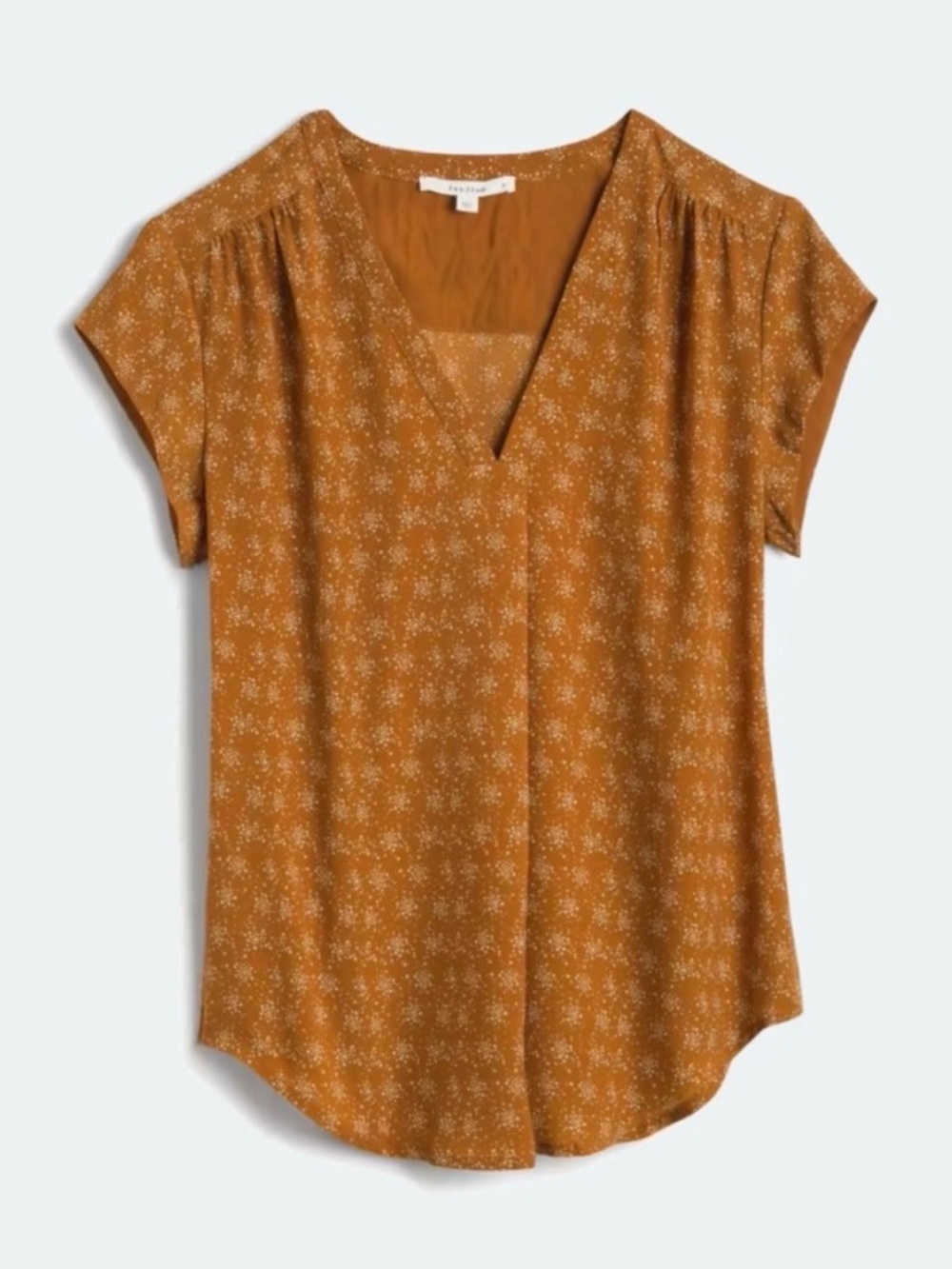 fun2fun. Monday Fun Lilian V Neck Blouse, Mustard/ cooper medium GUC